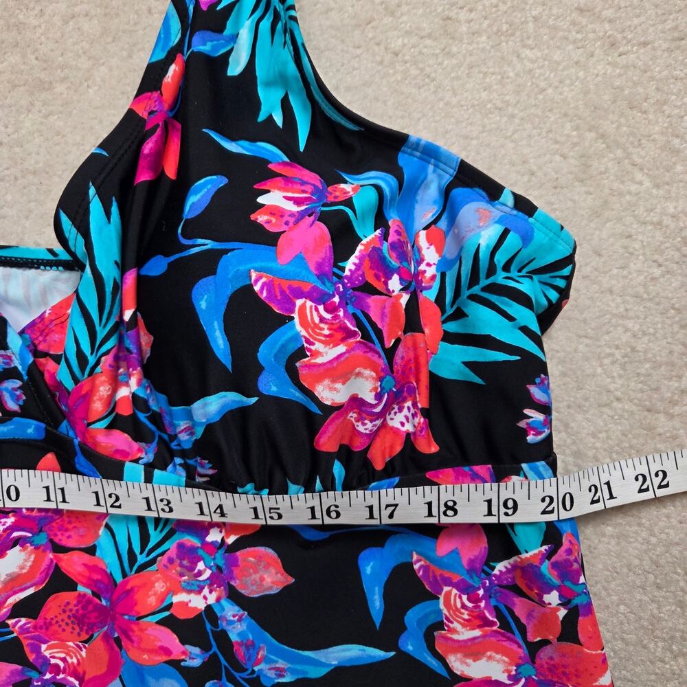 NWT Island Escape 24W Halter Tankini Swimwear Underwire Plunging V-Neck - Picture 5 of 11